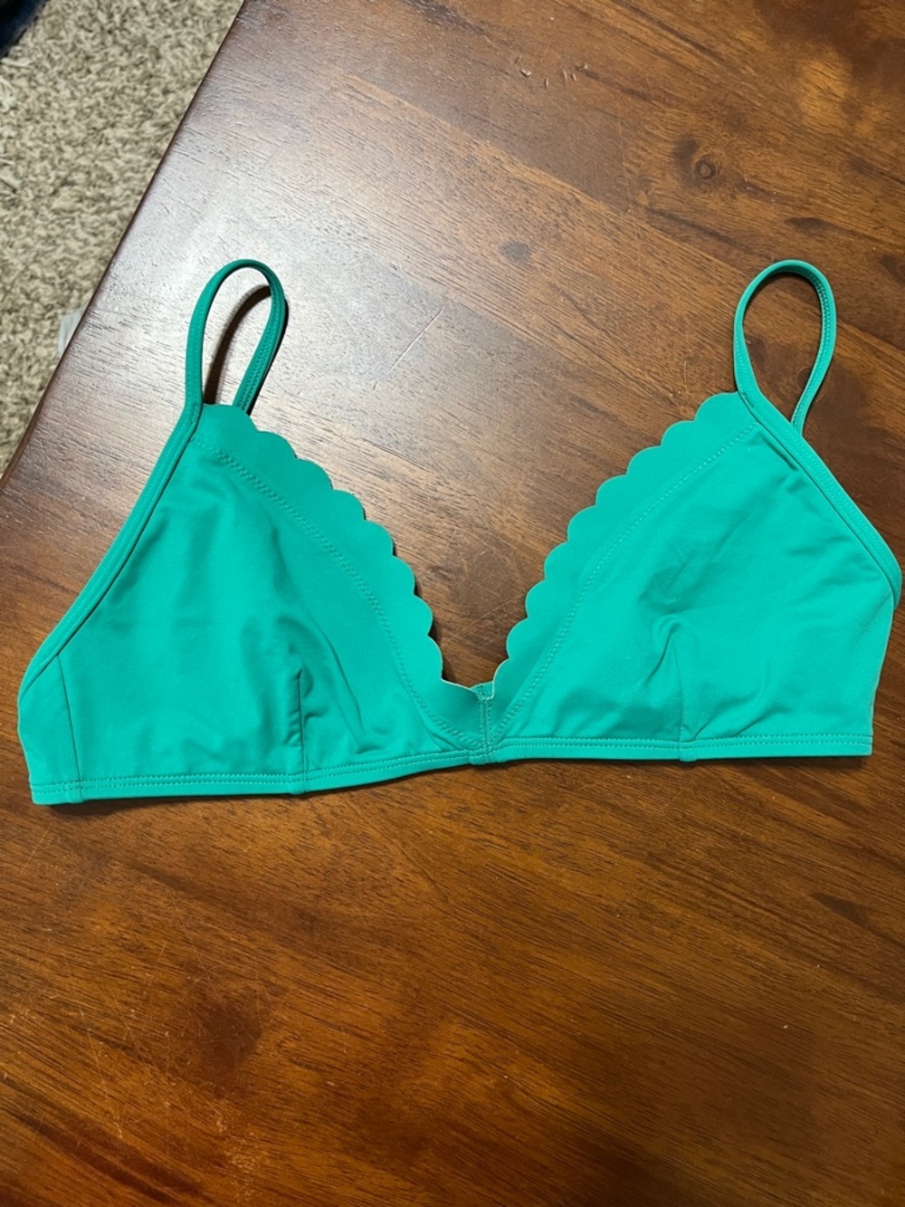 J. Crew Scallop-Edge Bikini Top in Teal Green Medium